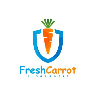 Kalkan Havuç logo tasarımı vektörü, Yaratıcı Havuç logosu tasarımı Şablon İllüstrasyonu