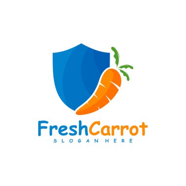 Kalkan Havuç logo tasarımı vektörü, Yaratıcı Havuç logosu tasarımı Şablon İllüstrasyonu