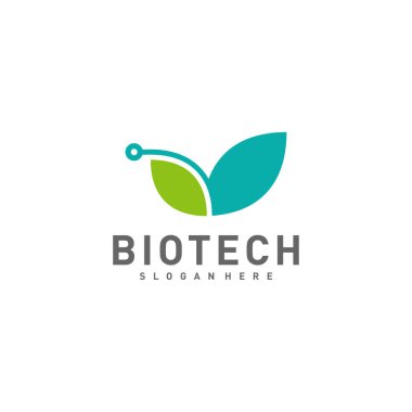 Biyoteknoloji Yaprak logo şablonu, Molekül, DNA, Atom, Tıbbi veya Bilimsel Logo Tasarım Vektörü