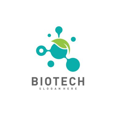 Biyoteknoloji Yaprak logo şablonu, Molekül, DNA, Atom, Tıbbi veya Bilimsel Logo Tasarım Vektörü