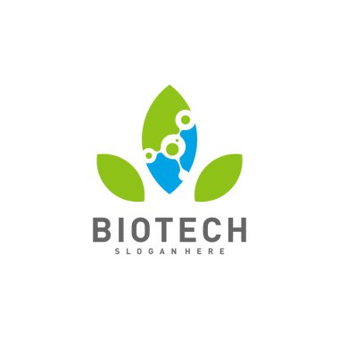 Biyoteknoloji Yaprak logo şablonu, Molekül, DNA, Atom, Tıbbi veya Bilimsel Logo Tasarım Vektörü