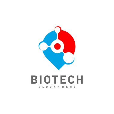 Biyoteknoloji Noktası logo şablonu, Molekül, DNA, Atom, Tıbbi veya Bilimsel Logo Tasarım Vektörü