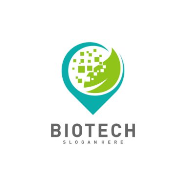 Biyoteknoloji Noktası logo şablonu, Molekül, DNA, Atom, Tıbbi veya Bilimsel Logo Tasarım Vektörü