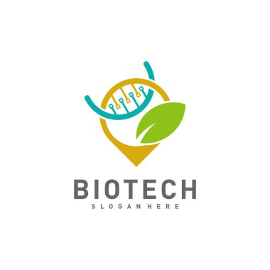 Biyoteknoloji Noktası logo şablonu, Molekül, DNA, Atom, Tıbbi veya Bilimsel Logo Tasarım Vektörü