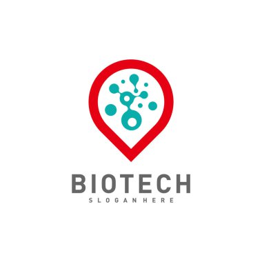 Biyoteknoloji Noktası logo şablonu, Molekül, DNA, Atom, Tıbbi veya Bilimsel Logo Tasarım Vektörü