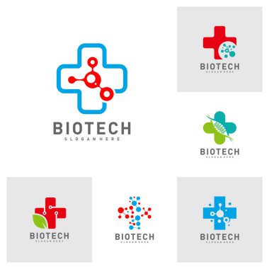 Set of Bio tech logo template, Molecule, DNA, Atom, Medical or Science Logo Design Vector