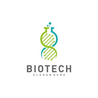 Biyolojik laboratuar logo şablonu, Molekül, DNA, Atom, Tıbbi veya Bilimsel Logo Tasarım Vektörü
