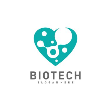 Love Bio teknoloji logo şablonu, Molekül, DNA, Atom, Tıbbi veya Bilimsel Logo Tasarım Vektörü