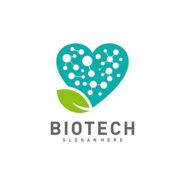 Love Bio teknoloji logo şablonu, Molekül, DNA, Atom, Tıbbi veya Bilimsel Logo Tasarım Vektörü