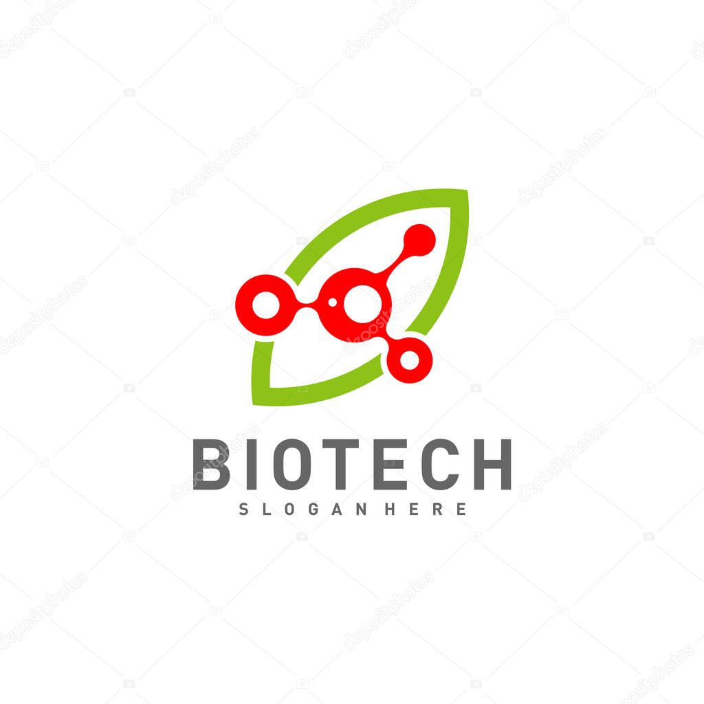 Bio tech Leaf logo template, Molecule, DNA, Atom, Medical or Science Logo Design Vector