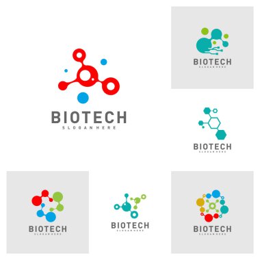 Biyolojik teknoloji, molekül, DNA, Atom, Tıbbi veya Bilimsel Logo Tasarım Vektörü