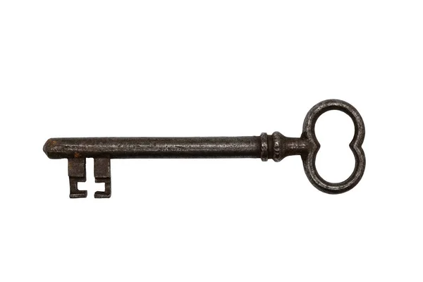 Старый Старинный Ключ Старого Мастерства Белом Фоне — стоковое фото