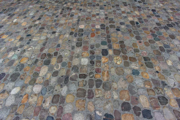 Close View Vintage Cobblestone Sidewalk Surface European City Sidewalk Courtyard — Stock Photo, Image