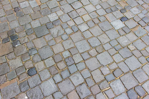 Close View Vintage Cobblestone Trowalk Surface European City Trowalk Courtyard — стоковое фото