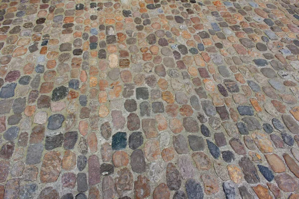 Close View Vintage Cobblestone Sidewalk Surface European City Sidewalk Courtyard — Stock Photo, Image