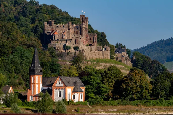 Reichenstein Castle Middle Rhine River Trechtingshausen Germany View Clements Chapel — Stock Photo, Image