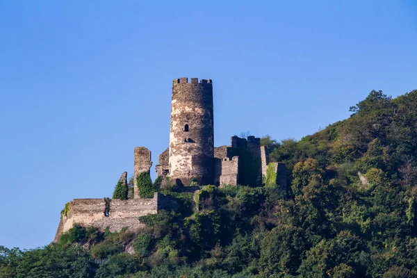 Zamek Furstenberg Ruiny Krajobrazu Górnej Części Środkowego Renu Pobliżu Oberdiebach — Zdjęcie stockowe