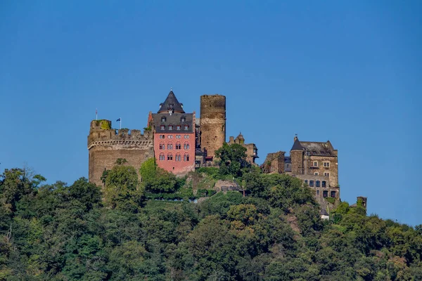 Paisagem Castelo Schoenburg Meio Rio Reno Perto Oberwesel Alemanha — Fotografia de Stock