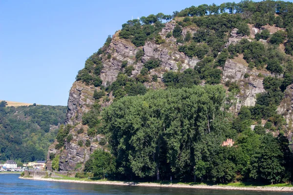 Loreley Rock Paesaggio Collinare Lungo Medio Alto Fiume Reno Vicino — Foto Stock