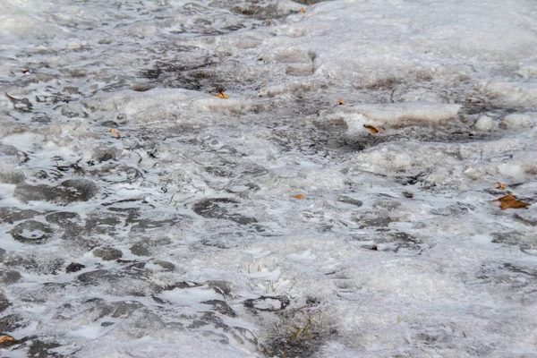 Изображениях Изображен Абстрактный Текстурный Фон Замерзшего Снега Покрытого Льдом Газона — стоковое фото