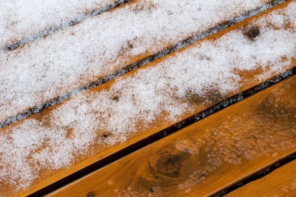 Full Frame Abstract Texture Background Melting Snow Hardwood Cedar Deck — 스톡 사진