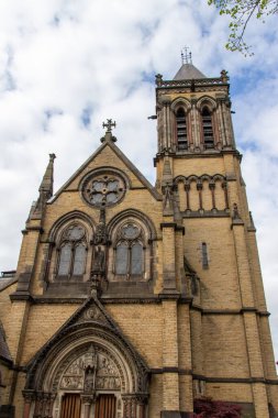 Close up exterior view of the Oratory Catholic Church of Saint Wilfrid, commonly called York Oratory, in the city of York, North Yorkshire, England