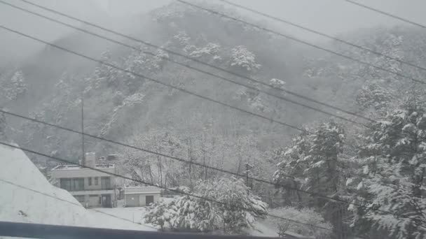 Snowfall Mountains Nagano Japan — Stockvideo