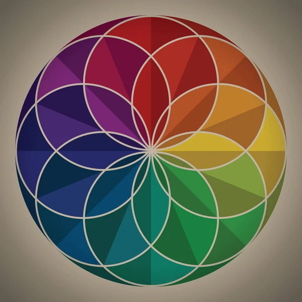 Bunte Blütenmuster Kreisform Regenbogenfarben Retro Stil Farbverlauf Theorie Gestaltungselemente Für — Stockvektor