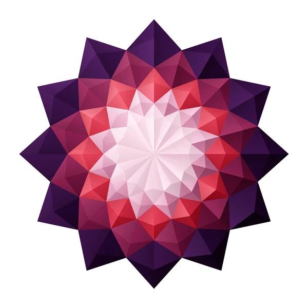 Μοβ Κόκκινο Origami Μοτίβο Λουλούδι Mandala Στυλ Γεωμετρικά Σχήματα Σχεδιασμός — Διανυσματικό Αρχείο