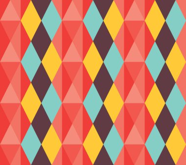 Retro renkli ekose kumaş. Argyle kusursuz desen arkaplanı. Kumaş, tekstil, kumaş, kumaş, giysi, fayans, kapak, poster, afiş, pankart, duvar için doku tasarımı. Vektör illüstrasyonu.