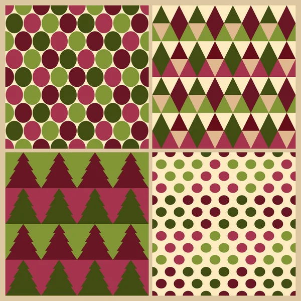 Abstrakte Geometrische Muster Nahtlose Fröhliche Weihnachten Tapeten Set Hintergrunddesign Für — Stockvektor