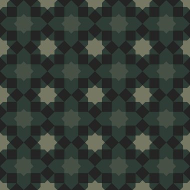 Arka plan sekizgen şekilli orta kareler. Onları bir ızgaraya yerleştir. Kusursuz soyut geometrik desenli yeşil tonlar. Tekstil, kiremit, kapak, poster, duvar için doku tasarımı. Vektör illüstrasyonu.