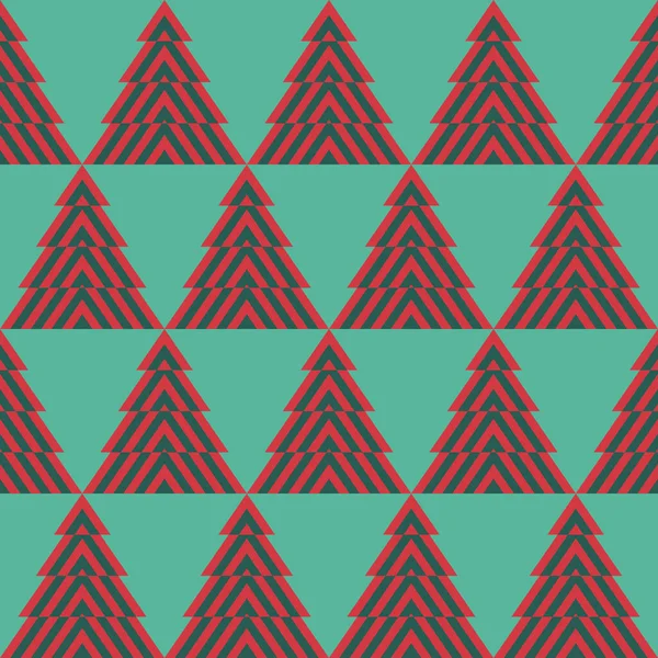 Бесшовный Красный Зеленый Рисунок Рождественской Елки Треугольный Геометрический Абстрактный Фон — стоковый вектор