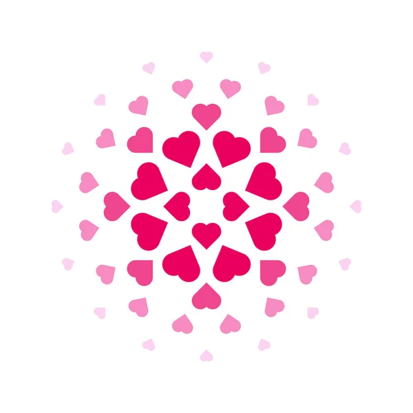 Pink Gradient Heart Shaped Circle Pattern White Background Design Elements — Vettoriale Stock