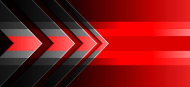Red abstract background gradient black. Hi-tech pattern with gray arrowhead. Design elements for banner, template, card, cover, poster, backdrop, wall. Vector illustration.