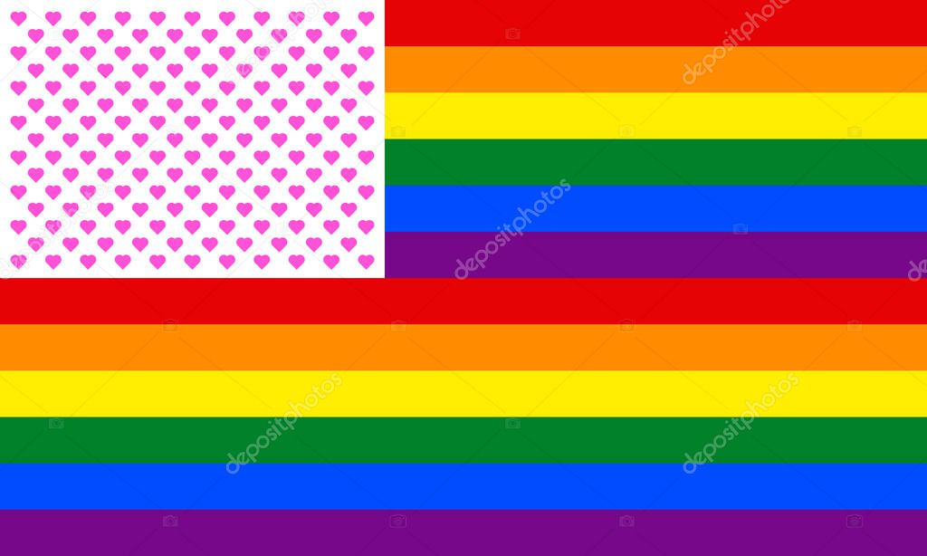 Rainbow striped flag. Homosexual valentine day concept. Gay and LGBTQIA pride. Design texture for fabric, banner, poster, backdrop, wall. Vector illustration.
