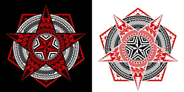 Mandala Stilinde Polinezya Sanatı Ile Karıştırılmış Tayland Sanatı Deseni Geometrik — Stok Vektör