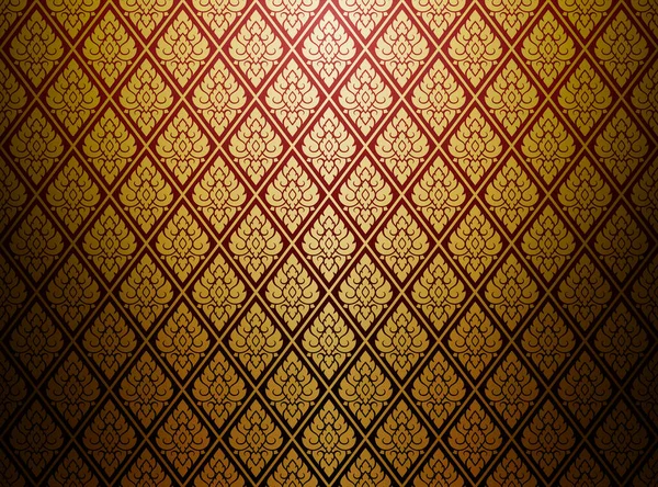 Damask Style Thai Art Pattern Background Luxurious Golden Diamond Shaped — Stock Vector