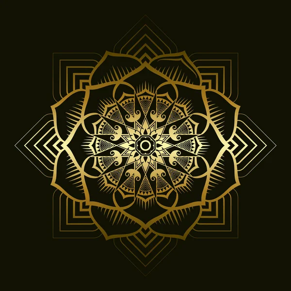 Mandala deseni Tayland sanat tarzında altın gradyan ile uygulanır. Siyah arka plan. Vektör illüstrasyonu.