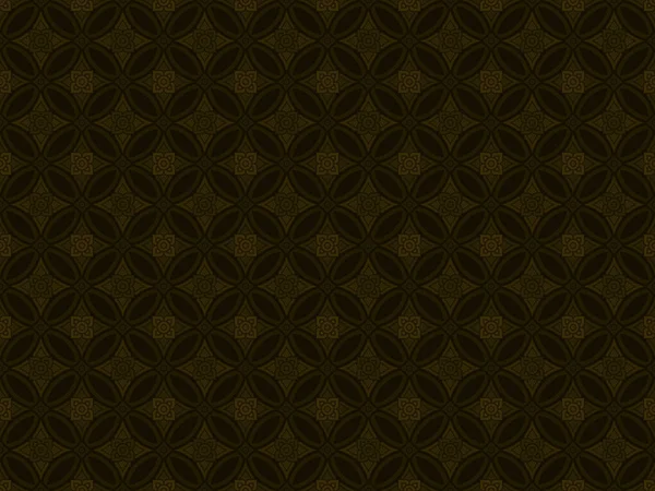 Seamless Modern Thai Art Pattern Brown Circle Square Shape Dark — Stock Vector