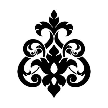 Geleneksel Tayland sanat modelleri Damask tarzında. Klasik siyah beyaz süs eşyası. Vektör illüstrasyonlarının dekorasyonu için tasarım.