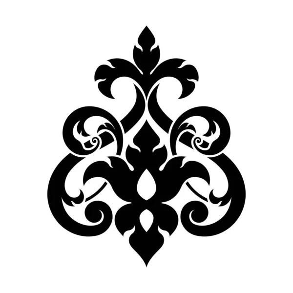 Traditional Thai Art Patterns Damask Style Classic Black White Ornament — 图库矢量图片