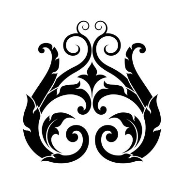Design for decorating vector illustrations. Traditional Thai art patterns in Damask style. Classic black and white ornament element. 