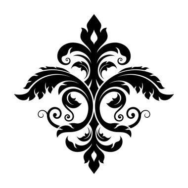 Design for decorating vector illustrations. Traditional Thai art patterns in Damask style. Classic black and white ornament element. 