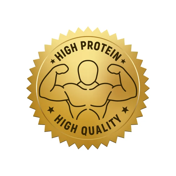 Distintivo Proteine Timbro Gomma Oro Alta Qualità Elementi Design Etichette — Vettoriale Stock