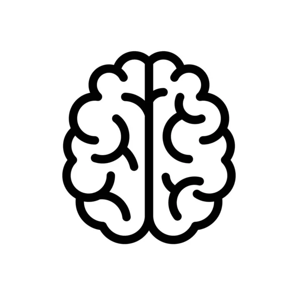 Icone Del Cervello Della Mente Dell Intelligenza Simboli Linea Nera — Vettoriale Stock