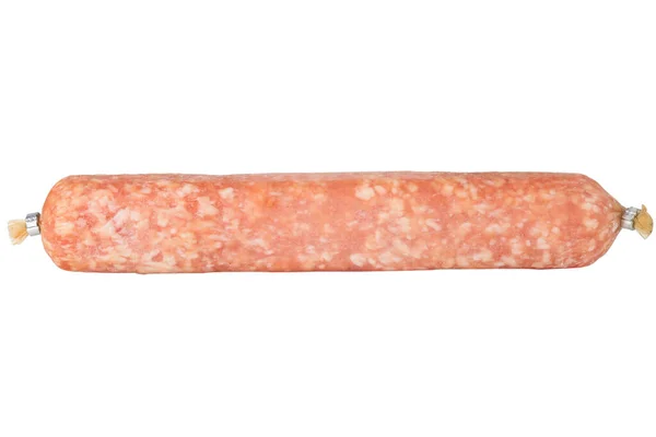 Saucisse Fumée Sur Fond Blanc Isolé — Photo