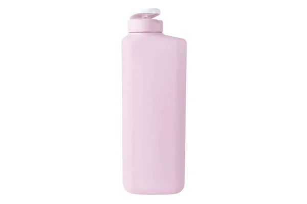 Bottiglia Plastica Rosa Con Shampoo Gel Doccia Sfondo Bianco Isolato — Foto Stock