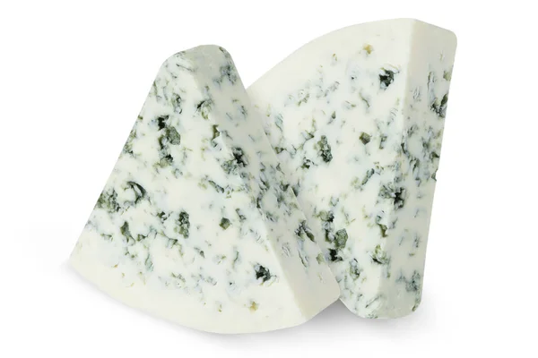 Formaggio Blu Uno Sfondo Bianco Isolato — Foto Stock