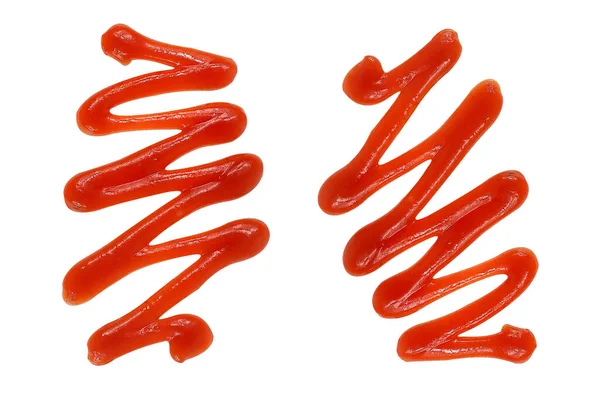 Ketchup Paradicsomszósz Fehér Alapon Izolálva Felülnézet — Stock Fotó
